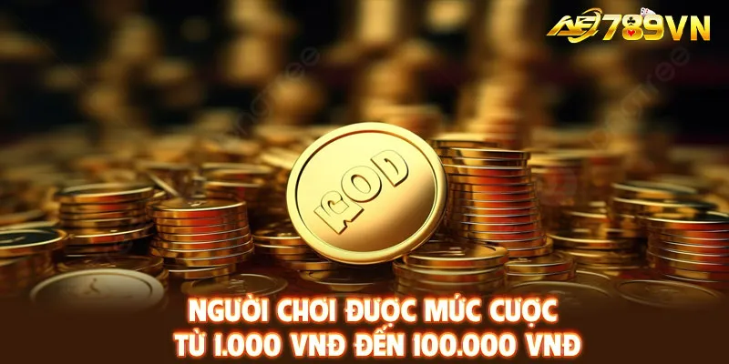 Người chơi được mức cược từ 1.000 VNĐ đến 100.000 VNĐ